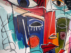 Cubist Faces Abstract Wall Art