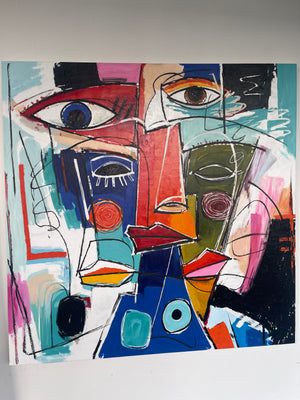 Cubist Faces Abstract Wall Art