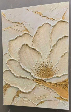 Arte de pared en relieve Flor Dorada