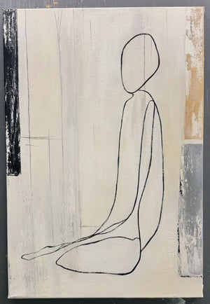 Arte de pared: figura lineal sentada