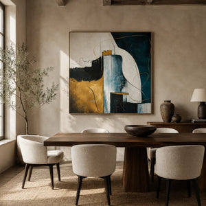 Gilded Current Abstract Wall Art styled in a contemporary entryway | Oildeco