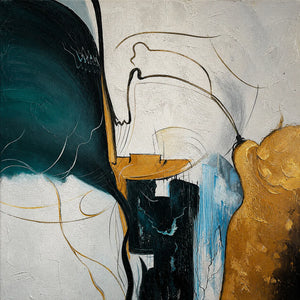 Original artwork view of Gilded Current Abstract Wall Art | Oildeco