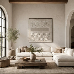 Quiet Marks Textured Wall Art styled in a modern living room | Oildeco