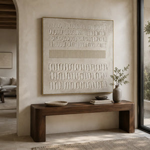Quiet Marks Textured Wall Art styled in a contemporary entryway | Oildeco