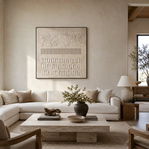 Quiet Marks Textured Wall Art displayed in a bright dining room | Oildeco