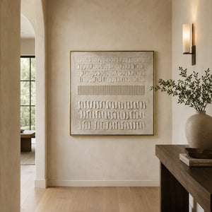 Quiet Marks Textured Wall Art styled with minimal interior decor | Oildeco