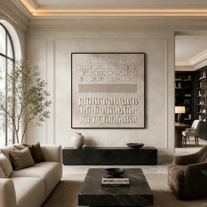 Quiet Marks Textured Wall Art shown in a warm residential interior | Oildeco