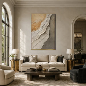 Stone Drift Textured Wall Art styled in a modern living room | Oildeco