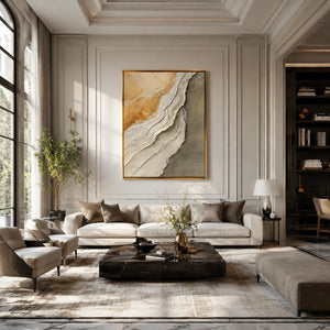 Stone Drift Textured Wall Art styled in a contemporary entryway | Oildeco