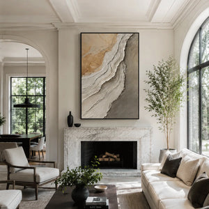 Stone Drift Textured Wall Art shown in a quiet home office | Oildeco