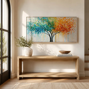 Rainbow Canopy Tree Wall Art styled in a contemporary entryway | Oildeco