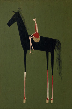 Original artwork view of Folk Rider Horse Wall Art | Oildeco
