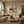 Rust Horizon Abstract Wall Art displayed in a bright dining room | Oildeco