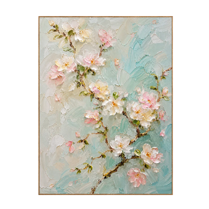Aqua Blossom Floral Wall Art | OILDECO