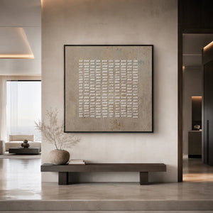 White Rhythm Textured Wall Art displayed above a sofa in a neutral interior | Oildeco