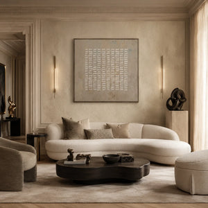 White Rhythm Textured Wall Art shown in a calm bedroom setting | Oildeco