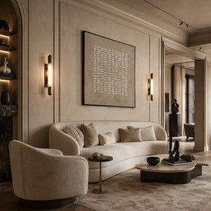 White Rhythm Textured Wall Art styled in a contemporary entryway | Oildeco