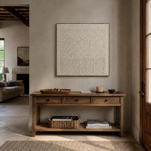 Ivory Weave Textured Wall Art styled in a contemporary entryway | Oildeco