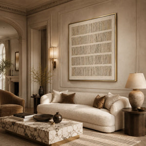 Folded Lines Textured Wall Art styled in a modern living room | Oildeco