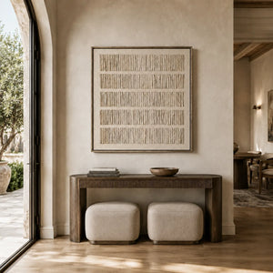 Folded Lines Textured Wall Art displayed in a bright dining room | Oildeco