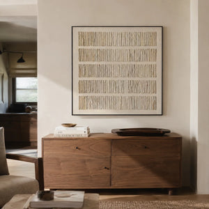 Folded Lines Textured Wall Art shown in a quiet home office | Oildeco
