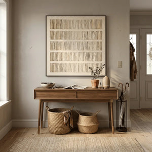 Folded Lines Textured Wall Art shown in a warm residential interior | Oildeco