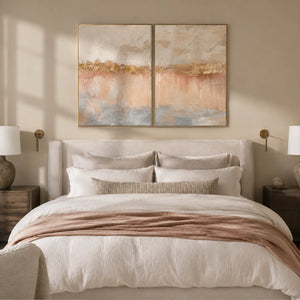 Blush Horizon Diptych Wall Art room scene 2 | Oildeco