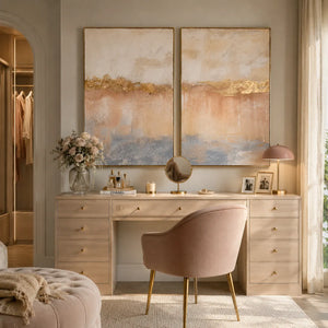 Blush Horizon Diptych Wall Art room scene 3 | Oildeco
