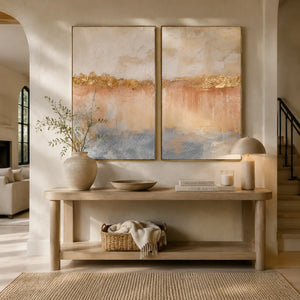 Blush Horizon Diptych Wall Art room scene 4 | Oildeco