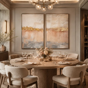 Blush Horizon Diptych Wall Art room scene 5 | Oildeco