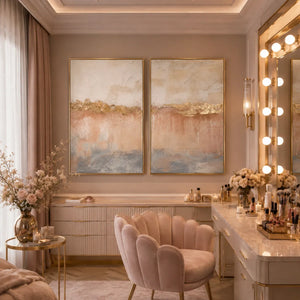 Blush Horizon Diptych Wall Art room scene 6 | Oildeco