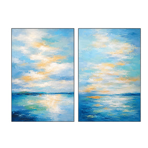 Azure Tide Diptych Wall Art | Oildeco