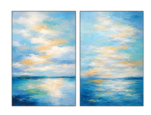 Azure Tide Diptych Wall Art | Oildeco