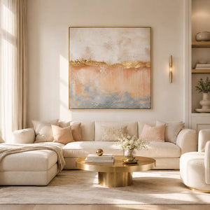 Blush Veil Textured Wall Art room scene 2 | Oildeco