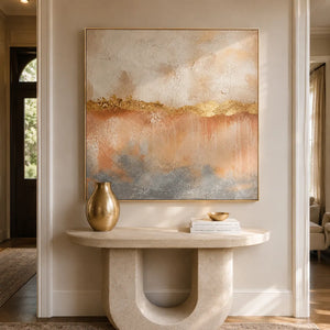 Blush Veil Textured Wall Art room scene 3 | Oildeco