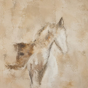 Ochre Horse Study Wall Art room scene 1 | Oildeco