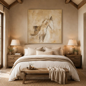 Ochre Horse Study Wall Art room scene 3 | Oildeco