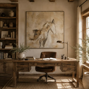 Ochre Horse Study Wall Art room scene 5 | Oildeco