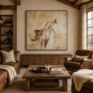 Ochre Horse Study Wall Art room scene 6 | Oildeco