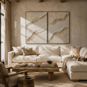 Gilded Wave Diptych Wall Art room scene 2 | Oildeco