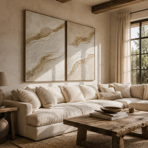 Gilded Wave Diptych Wall Art room scene 4 | Oildeco