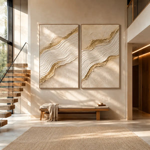 Gilded Wave Diptych Wall Art room scene 6 | Oildeco