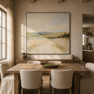 Pale Meadow Landscape Wall Art room scene 4 | Oildeco