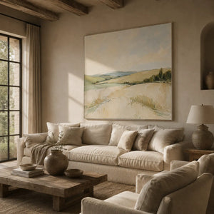 Pale Meadow Landscape Wall Art room scene 6 | Oildeco