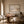 Misty Horizon Abstract Wall Art displayed in a bright dining room | Oildeco