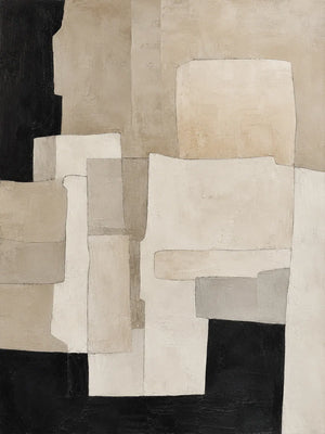 Ecru Blocks Abstract Wall Art room scene 1 | Oildeco