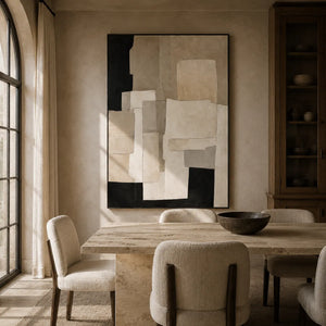 Ecru Blocks Abstract Wall Art room scene 4 | Oildeco