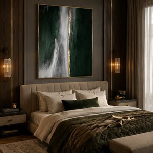 Verdant Cascade Abstract Wall Art room scene 4 | Oildeco