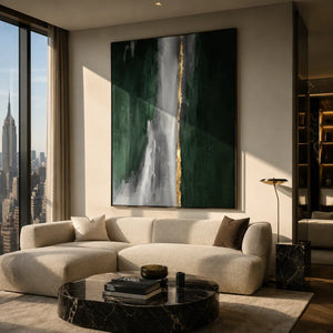 Verdant Cascade Abstract Wall Art room scene 5 | Oildeco