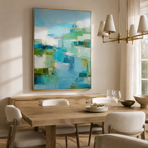 Aqua Passage Abstract Wall Art room scene 5 | Oildeco